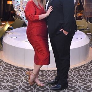 Shimmering Red XL Cinched Dress by Eva Mendes